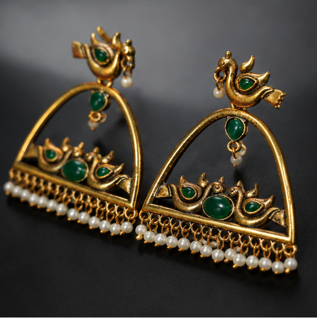 Panna Panchhi Jharokha Earrings