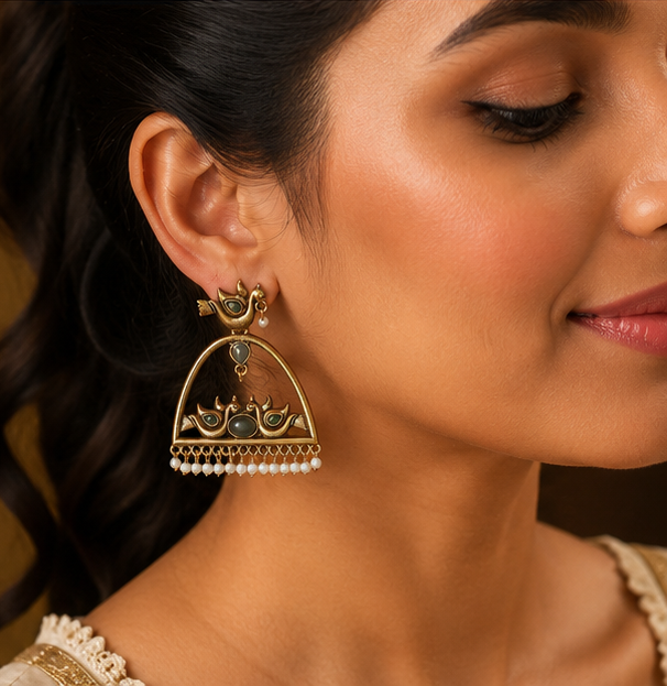 Panna Panchhi Jharokha Earrings