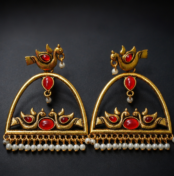 Laal Panchhi Jharokha Earrings