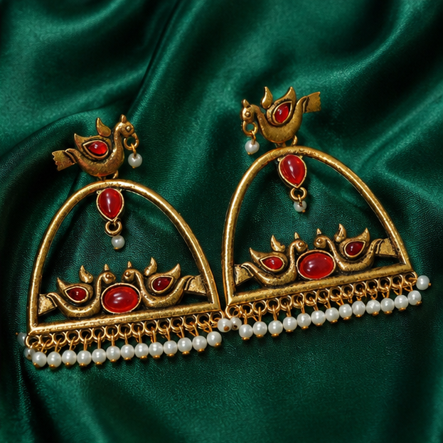 Laal Panchhi Jharokha Earrings