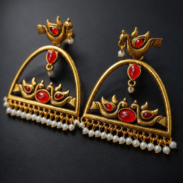 Laal Panchhi Jharokha Earrings