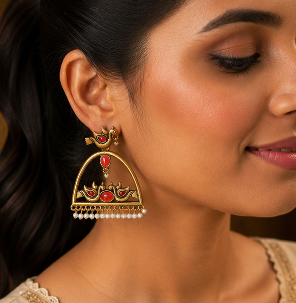 Laal Panchhi Jharokha Earrings