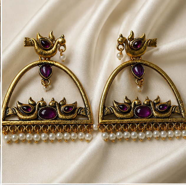 Neelambari Panchhi Jharokha Earrings