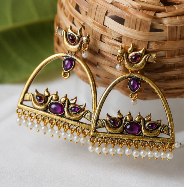 Neelambari Panchhi Jharokha Earrings