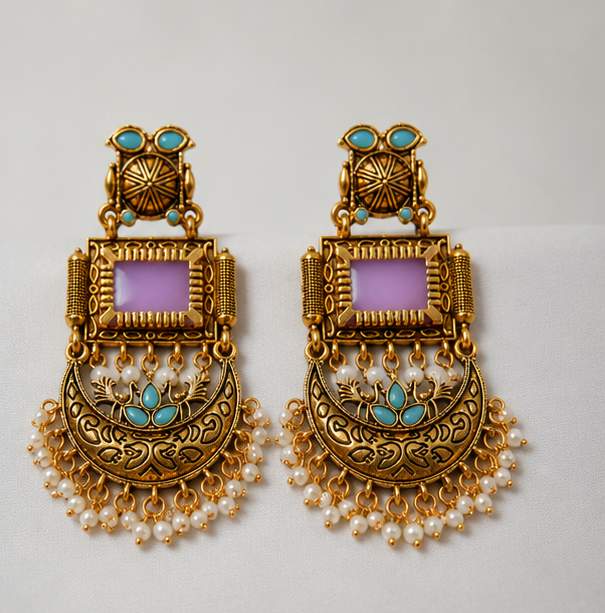 Gulaabi Mayuri Earrings