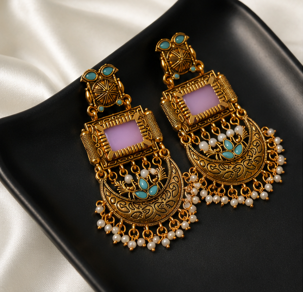 Gulaabi Mayuri Earrings