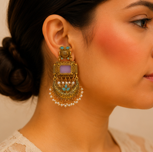 Gulaabi Mayuri Earrings