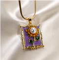 Golden Sunflower Pearl Pendant Necklace