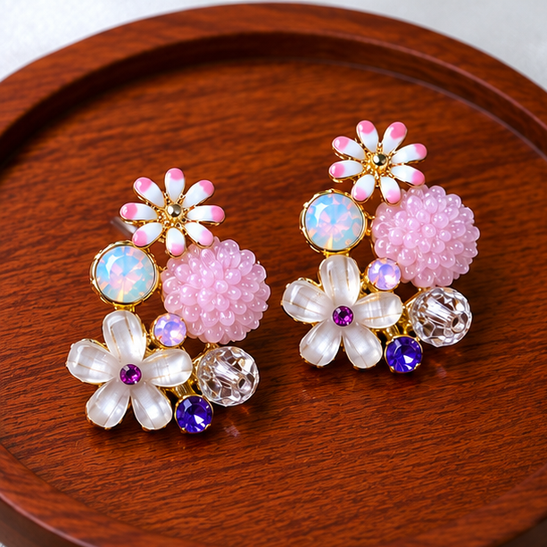 Pink Garden Bloom Earrings
