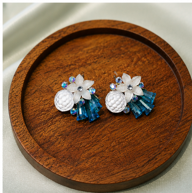 Ocean Bloom Crystal Earrings