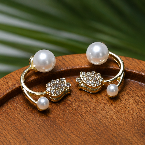 Grace Dot - Pearl Blossom Crystal Wrap Earrings