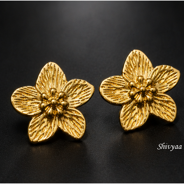 Bold Beauty - Golden Bloom Floral Stud Earrings