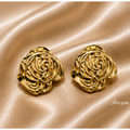 Queen Spark - Golden Rose Bloom Stud Earrings