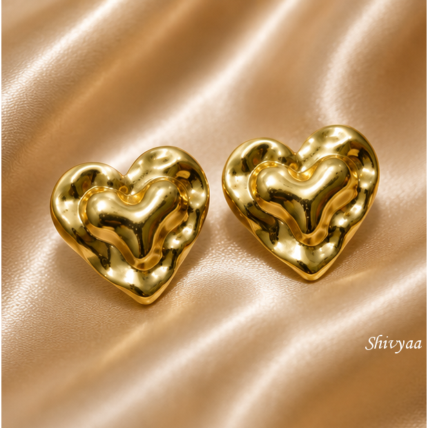 Hustle Glam - Golden Heartbeat Statement Stud Earrings