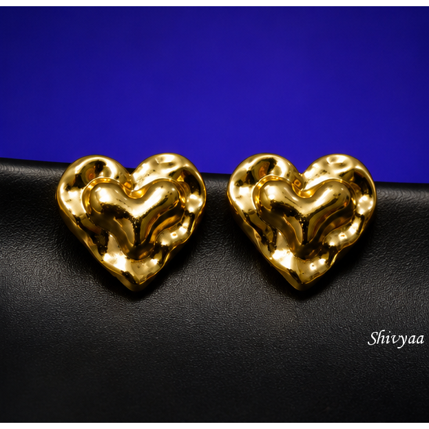 Hustle Glam - Golden Heartbeat Statement Stud Earrings