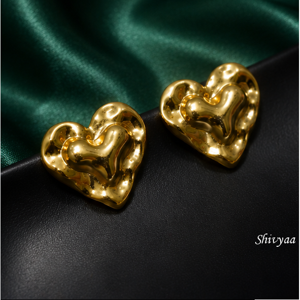 Hustle Glam - Golden Heartbeat Statement Stud Earrings