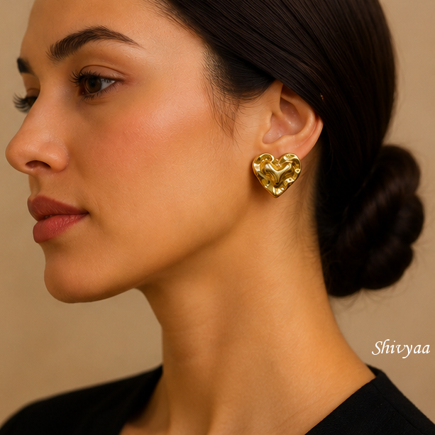 Hustle Glam - Golden Heartbeat Statement Stud Earrings