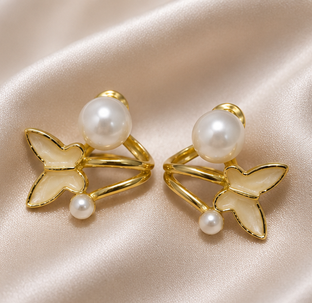 Pearl Butterfly Statement Earrings