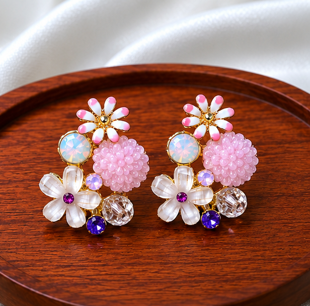 Pink Garden Bloom Earrings
