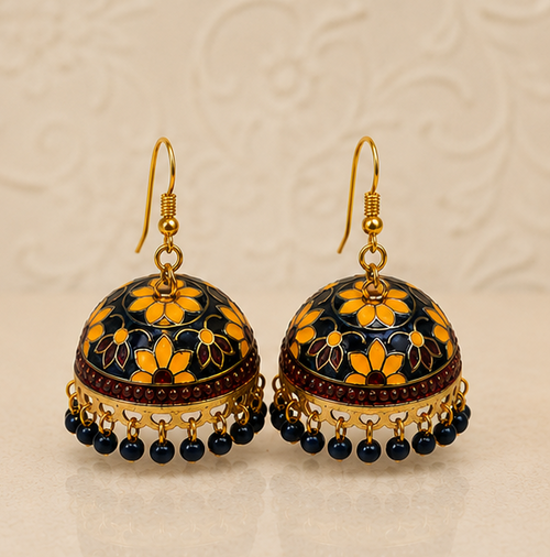 Basanti Phool Patti Jhumkas