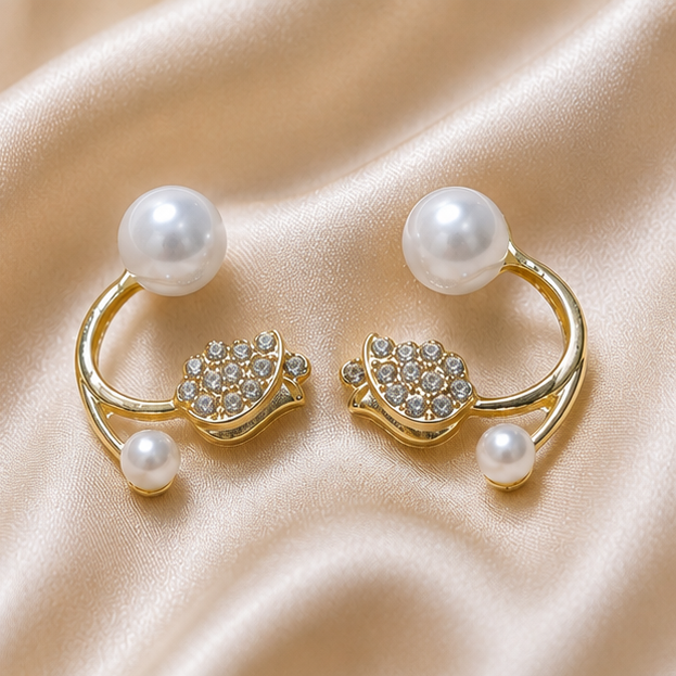 Grace Dot - Pearl Blossom Crystal Wrap Earrings