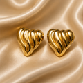 Power Chic - Golden Heartwave Stud Earrings