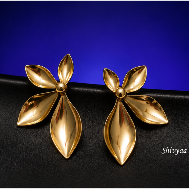 Luxe Ambition - Golden Petal Cascade Statement Earrings