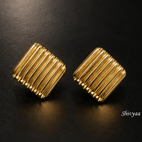Ambition Glow - Golden Groove Statement Stud Earrings
