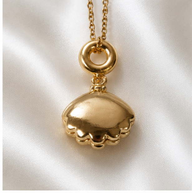 Amethyst Seashell Keepsake Locket Necklace
