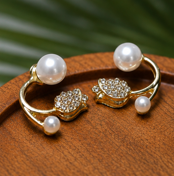 Grace Dot - Pearl Blossom Crystal Wrap Earrings