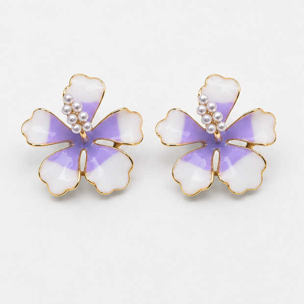 Lavender Blossom Pearl Earrings