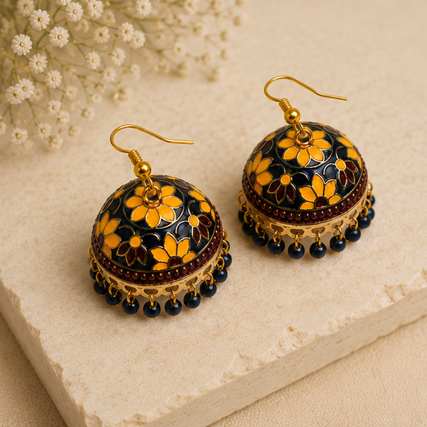 Basanti Phool Patti Jhumkas