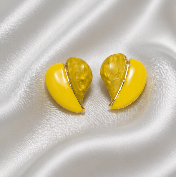 Elegant Edge - Yellow Petal Enamel Stud Earrings