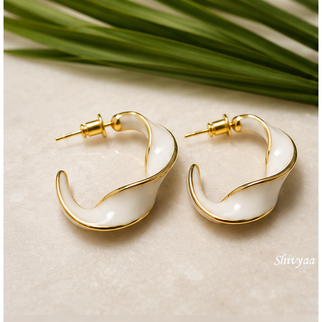Fearless Glow - White Twisted Earrings