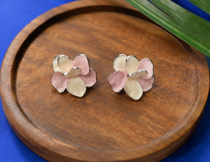 Blush Petal Bloom Stud Earrings