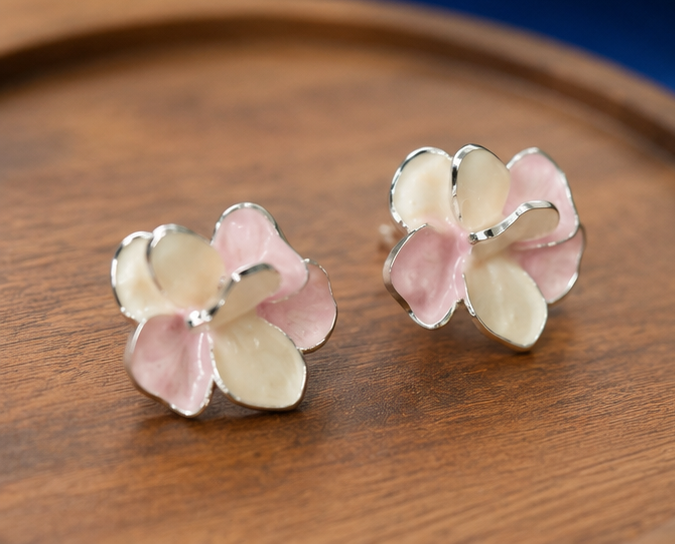 Blush Petal Bloom Stud Earrings