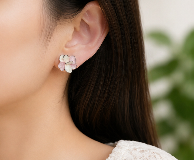 Blush Petal Bloom Stud Earrings