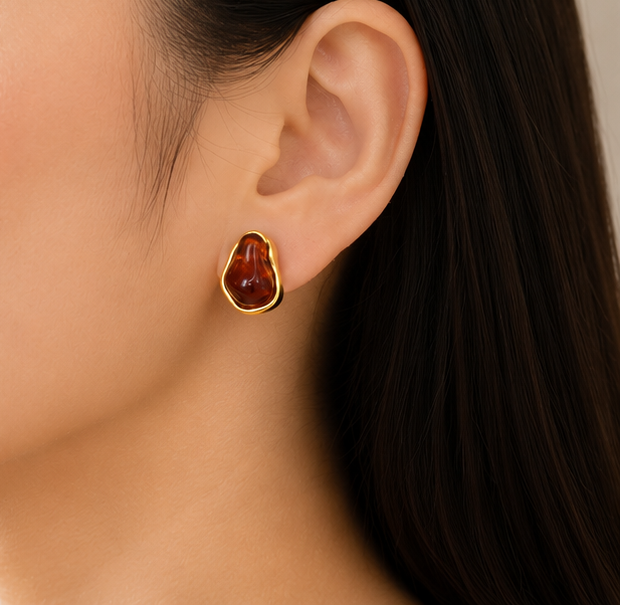 Amber Glow Statement Stud Earrings