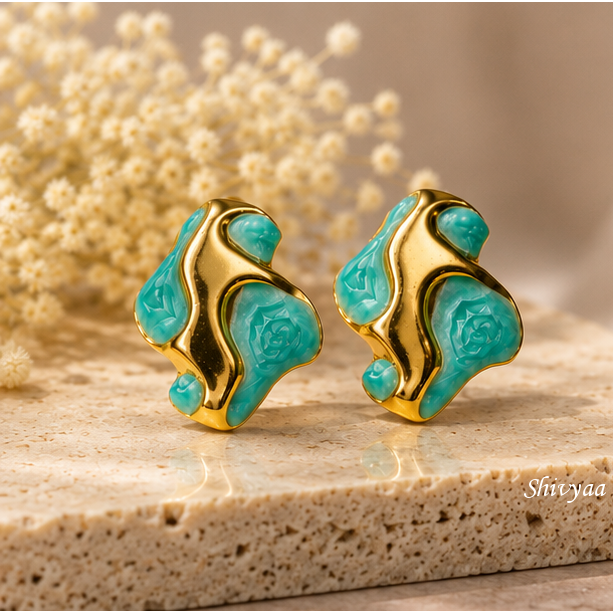 Turquoise Tide Statement Stud Earrings