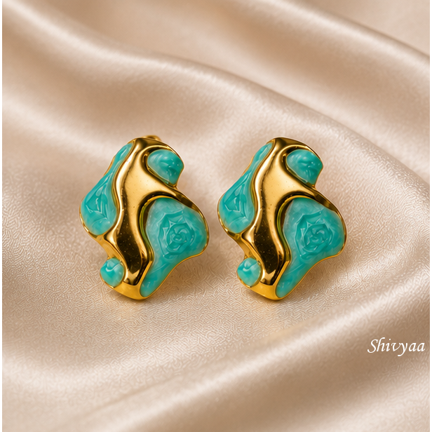 Turquoise Tide Statement Stud Earrings