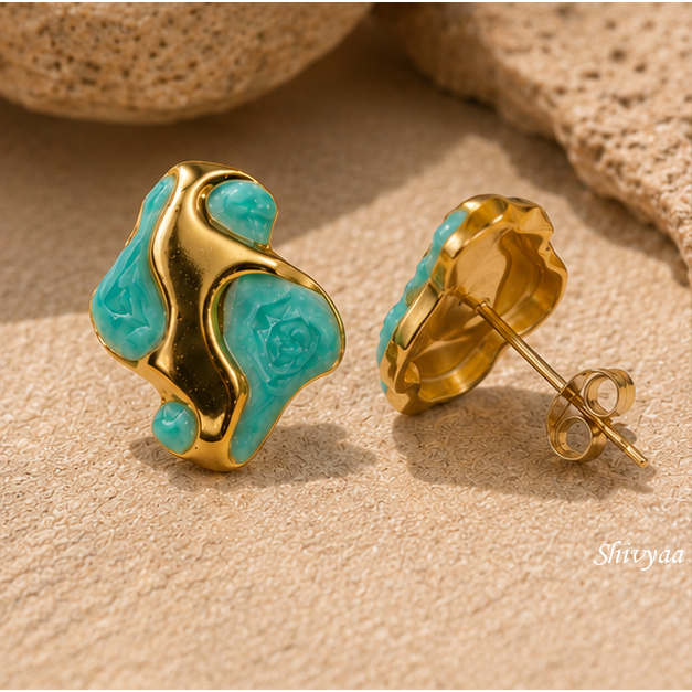 Turquoise Tide Statement Stud Earrings