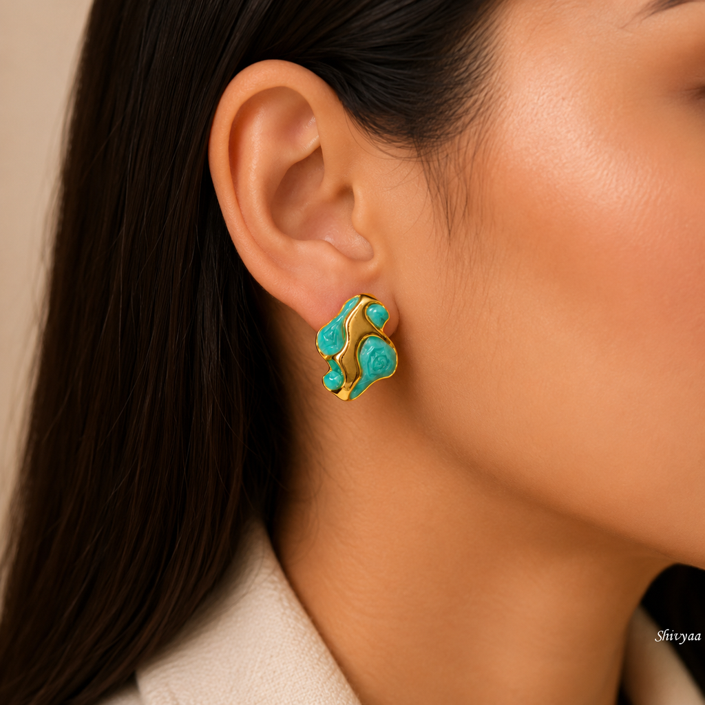 Turquoise Tide Statement Stud Earrings